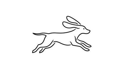 Minimalist Line Art Illustration of a Running Dog.