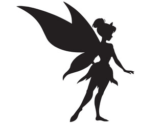 Magical Fairy Silhouette Icon in Stunning Black Vector Design