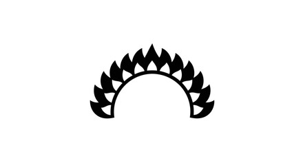Stylized Black Flame Pattern on White Background.