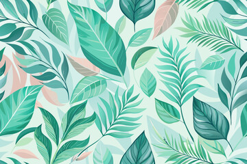 Vibrant tropical leaf pattern evoking serene natural beauty and refreshing summer vibes