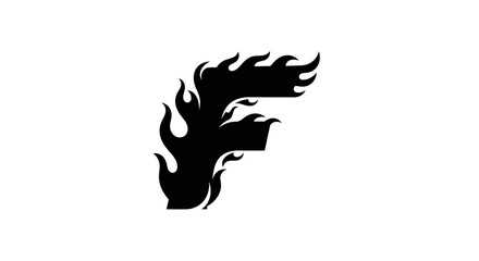 Fiery Letter F Logo - Black Flame Alphabet Design.