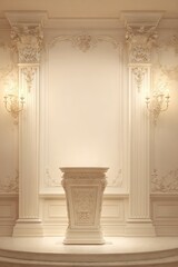 Obraz premium Ornate pedestal in a lavish, cream-colored room