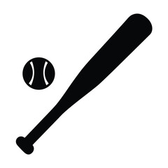 Baseball bat and ball vector illustration for sports equipment and game design resources and graphics