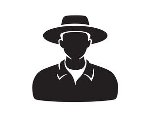 Strong Farmer Icon Silhouette in Attractive Vector Illustration Stock