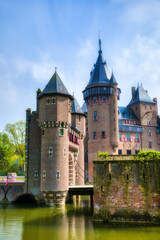 Obraz premium Detail of the Famous De Haar Castle outside Utrecht, Netherlands, Built in Gothic Revival Style
