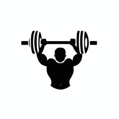 Powerful athlete lifting heavy barbell in minimalist monochrome graphic silhouette