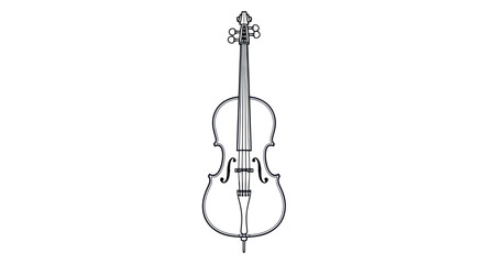 Line Drawing of a Classic Cello Instrument.