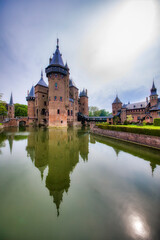Fototapeta premium The Famous De Haar Castle outside Utrecht, Netherlands, Built in Gothic Revival Style