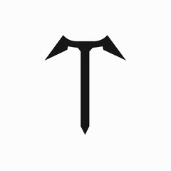 Abstract medieval symbol, weapon, or tool icon graphic bold shape silhouette