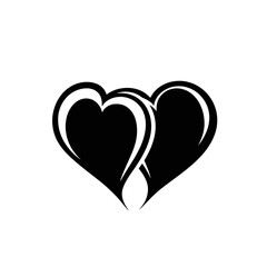 Intertwined loving hearts displaying elegant affection and connection silhouette