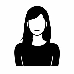 Stylish long haired woman with blank face modern artistic design silhouette