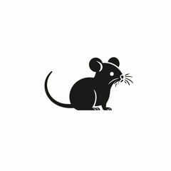 Minimalist rodent art presents a captivating mouse silhouette in dark monochrome