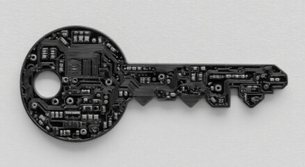 A key shaped like a circuit board
