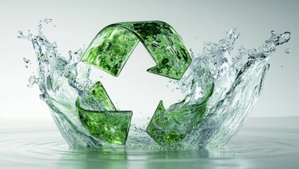 Recycling symbol water splash graphic