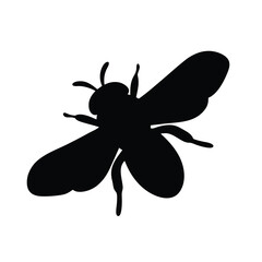 Detailed vector illustration of a black honey bee silhouette for graphic design projects and crafts