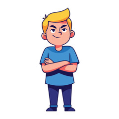 Confident Character Portrait: a digital illustration of a person with crossed arms, with a hint of arrogance