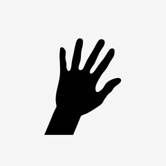 Fototapeta premium Isolated human open hand gesturing with a clean black silhouette