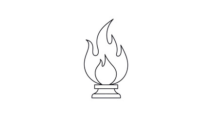 Minimalist line art flame symbol with a small base.