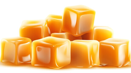 Gooey golden caramel cubes melt into delicious sweetness, perfect for indulgence and dessert inspiration
