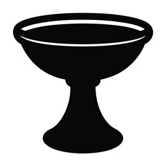 Isolated black silhouette of a pedestal bowl for fruit or dessert serving vector graphic design