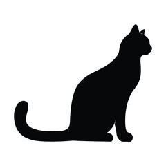 Black cat silhouette vector image for graphic design and illustration projects with pet theme usage