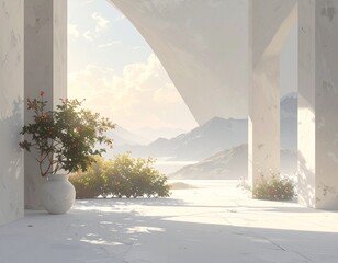 A white room with soft sunlight 