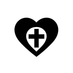 Obraz premium Christian cross symbol inside heart shape creating a religious icon silhouette