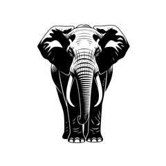 Majestic elephant portrait with detailed line work conveys strength and wisdom, ideal for wildlife projects and conservation campaigns or creative designs