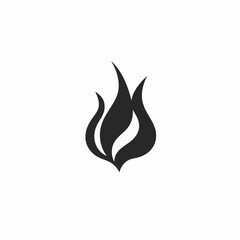 Abstract flame illustration against white, minimalist fire vector graphic silhouette
