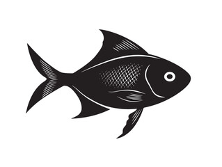 Fresh fish silhouette elegant solid black vector illustration