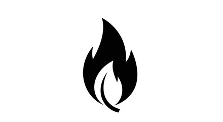 Abstract Black Fire Leaf Symbol.