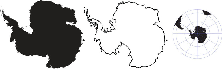 Obraz premium Antarctica map silhouette and outline collection