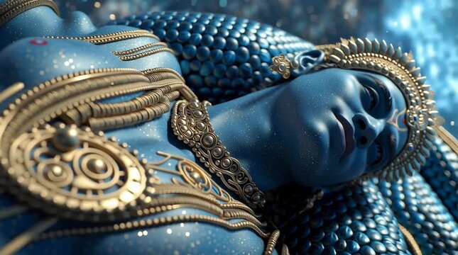 Lord Vishnu sleeping in the cosmic ocean