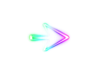 Bright neon right arrow with colorful gradient glow effect