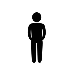 Simple human icon presenting standing figure in basic black silhouette