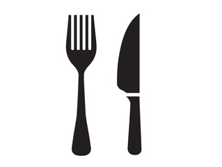 Fork and knife silhouette icon for elegant dining theme