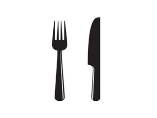 Minimal fork and knife silhouette illustration for modern food design