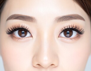 Naklejka premium まつげエクステ つけまつげ アイメイク 目力 化粧 女性の目元