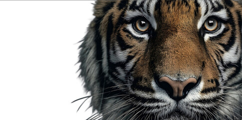 Closeup of the face and eyes of an adult tiger looking directly into the camera against a dark background Highresolution photography insanely detailed fine de