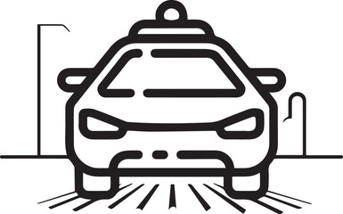 Taxi Car Icon with City Background, Urban Transportation and Ride-Hailing Concept
