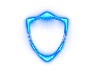 Futuristic glowing blue shield for cybersecurity and data protection