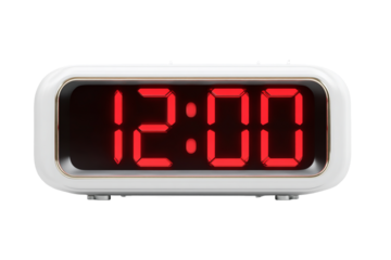Digital clock showing twelve oclock isolated on transparent background
