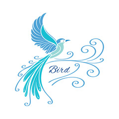 Abstract bird with leaves vector logo

