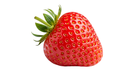 A single ripe red strawberry isolated on transparent background