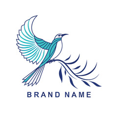 Abstract bird with leaves vector logo

