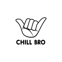 Black Silhouette of Relaxed Hand Gesture CHILL BRO Illustration