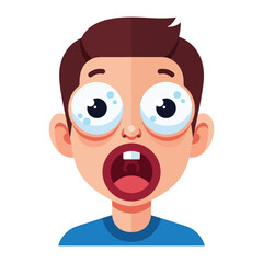 Cartoon Boy's Intense Astonishment: A close-up view of a cartoon boy's face, his widened eyes and open mouth depicting pure surprise and shock.