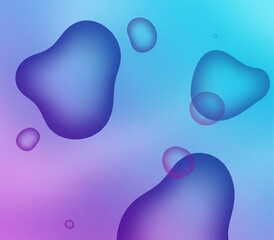 Lavender to sky blue mesh gradient with abstract floating blobs.