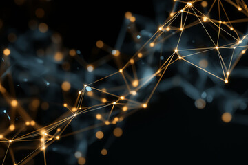 Fototapeta premium Abstract glowing network connections on dark background.