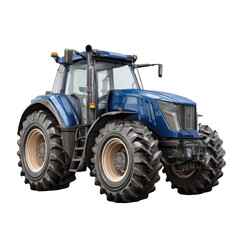 Modern tractor with large rear wheels isolated on transparent background